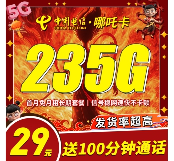 电信哪吒卡29元235G+100分钟