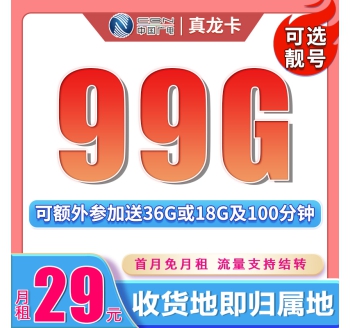 卡世界广电真龙卡29元99G+可结转