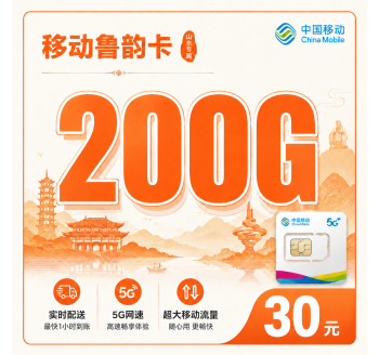 移动鲁韵卡30元200G+山东专属！