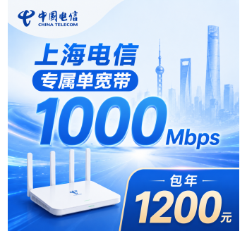 上海市单宽带电信1200元年享1000Mbps
